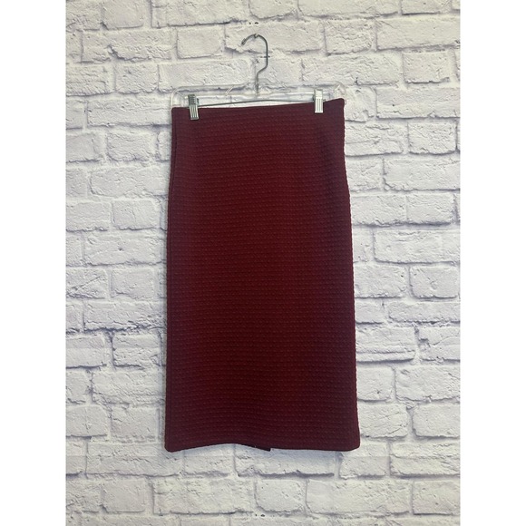 Burgundy Pencil Skirt Textured‎ Career Office Side Zip Fitted Womens XS - Picture 1 of 8